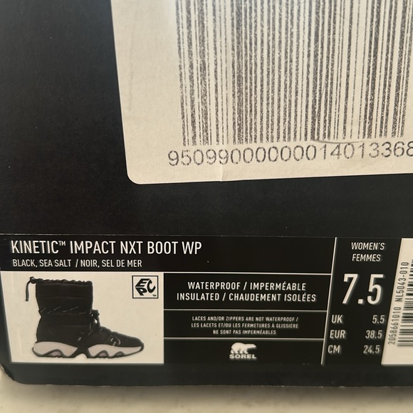 New in box Women's SOREL Kinetic Impact NXT Snow Boot Size 7.5 - Picture 2 of 5